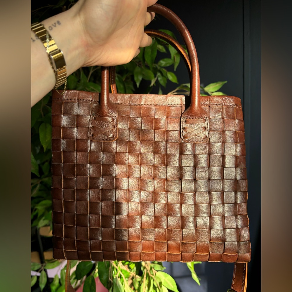 Woven Leather Tote Bag - Brown - Picture 5 of 10